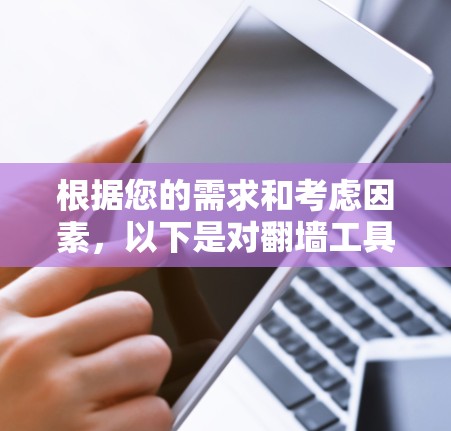 根据您的需求和考虑因素，以下是对翻墙工具的选择和使用建议