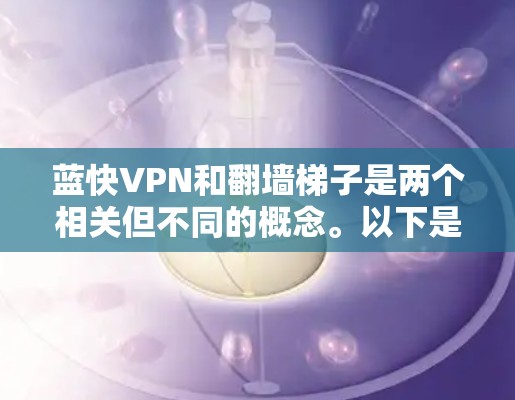 蓝快VPN和翻墙梯子是两个相关但不同的概念。以下是对这两个概念的详细解释和可能的体验分析