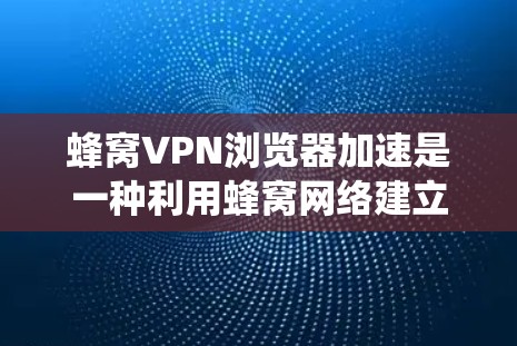 蜂窝VPN浏览器加速是一种利用蜂窝网络建立虚拟专用网络的技术，主要用于绕开网络限制、保持匿名和优化访问速度。以下是详细的步骤指南