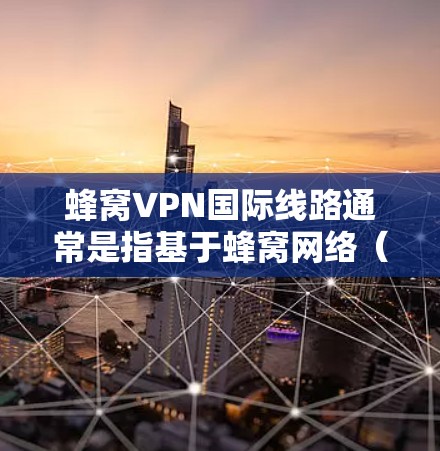 蜂窝VPN国际线路通常是指基于蜂窝网络（4G/5G）提供的VPN服务，覆盖国际范围的网络连接。这类服务主要针对需要跨国数据传输、隐私保护或安全防护的用户，例如企业、政府机构或个人用户